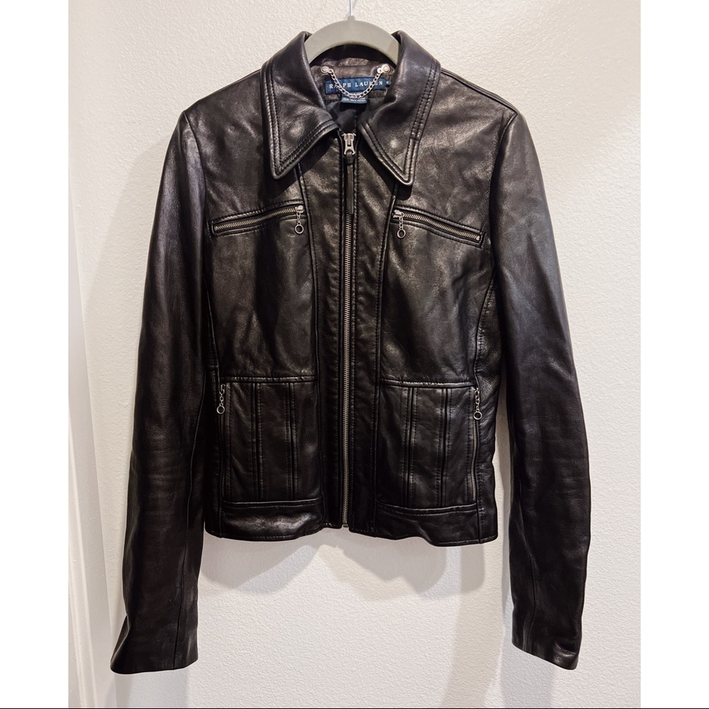 Vintage Ralph Lauren Black Leather Moto Jacket